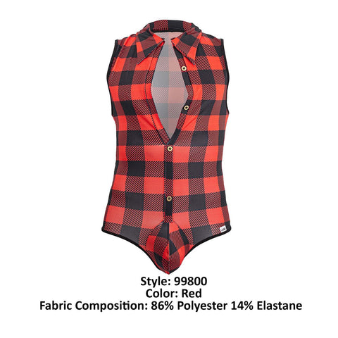 CandyMan 99800 Lumberjack Bodysuit Color Red