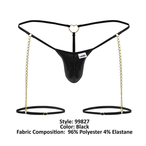 CandyMan 99827 Chain-Garter Thongs Color Black