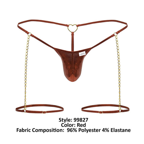CandyMan 99827 Chain-Garter Thongs Color Red