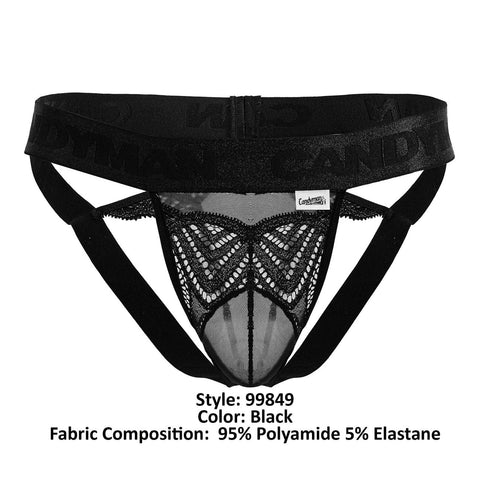 CandyMan 99849 Lace-Mesh Thongs Color Black