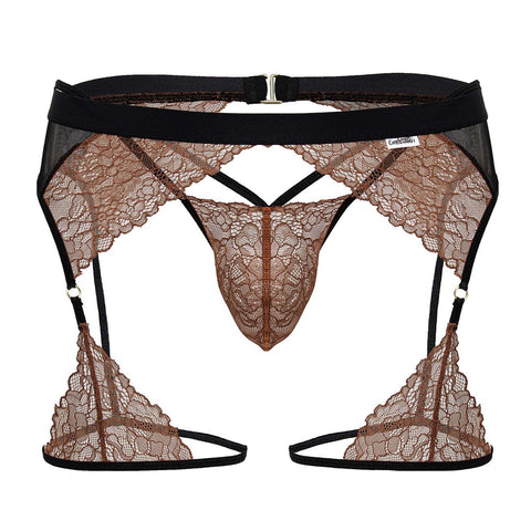 CandyMan 99854 Lace-Garter Outfit Color Black-Terracotta
