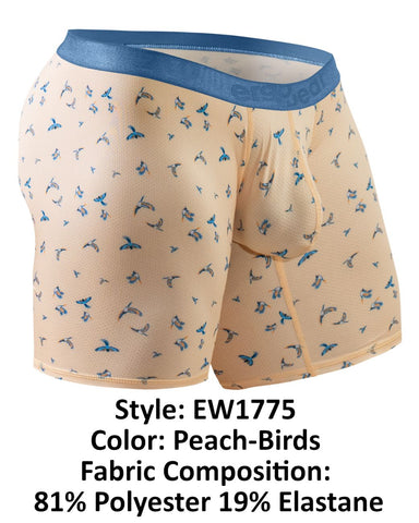 ErgoWear EW1775 SLK SE Boxer Briefs Color Peach-Birds