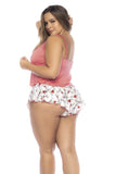 Mapale 7535X Two Piece Pajama Set Top and Shorts Color Coral-Love Print