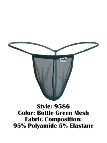 CandyMan 9586 G-String Color Bottle Green Mesh