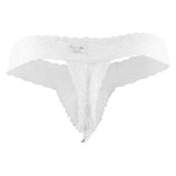 CandyMan 99315X Peek a Boo Lace Thongs Color White