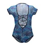 CandyMan 99438 Floral Bodysuit Color Blue