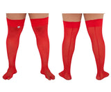 CandyMan 99533X Mesh Thigh Highs Color Red