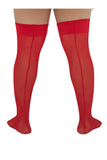 CandyMan 99533X Mesh Thigh Highs Color Red