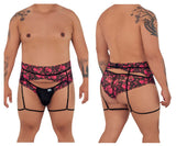 CandyMan 99576X Lace Garter Thongs Color Black Print