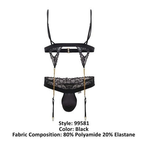 CandyMan 99581 Harness-Thongs Outfit Color Black