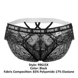 CandyMan 99615X Spank Me Lace Briefs Color Black