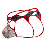 CandyMan 99663 Lace Jockstrap Color Red-Print