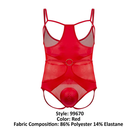 CandyMan 99670 Harness Bodysuit Color Red