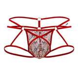 CandyMan 99671 Lace Jock Thongs Color Red