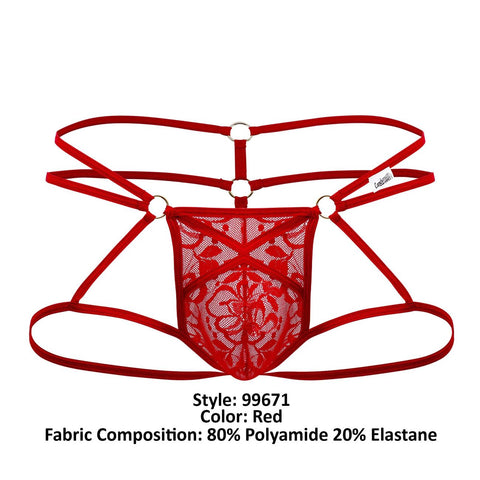 CandyMan 99671 Lace Jock Thongs Color Red