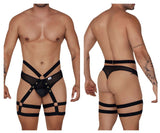 CandyMan 99676 Garter Thongs Two Piece Set Color Black