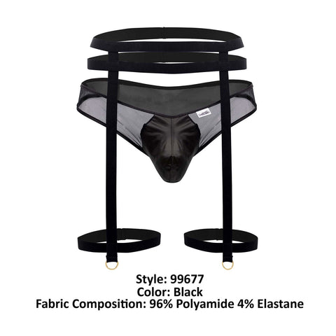 CandyMan 99677 Garter Thongs Two Piece Set Color Black