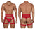 CandyMan 99677 Garter Thongs Two Piece Set Color Red