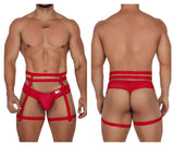 CandyMan 99677 Garter Thongs Two Piece Set Color Red