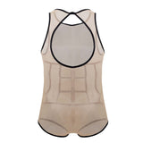 CandyMan 99683X Tulle Bodysuit Color Beige