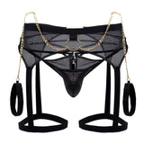 CandyMan 99690 Garter Thongs Two Piece Set Color Black