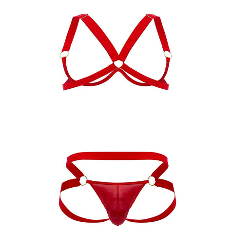 CandyMan 99731 Harness-Bra Two Piece Set Color Red