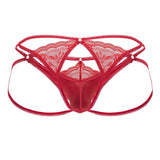 CandyMan 99770 Lace Jock Thongs Color Red