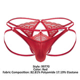 CandyMan 99770 Lace Jock Thongs Color Red