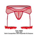 CandyMan 99806 Mesh Garter Outfit Color Red