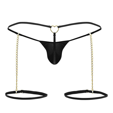 CandyMan 99827 Chain-Garter Thongs Color Black