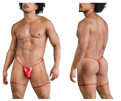 CandyMan 99827 Chain-Garter Thongs Color Red