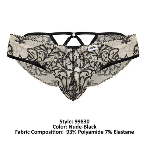 CandyMan 99830 Lace Briefs Color Nude-Black