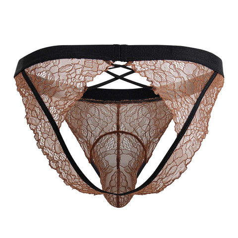 CandyMan 99853 Lace Jockstrap Color Black-Terracotta