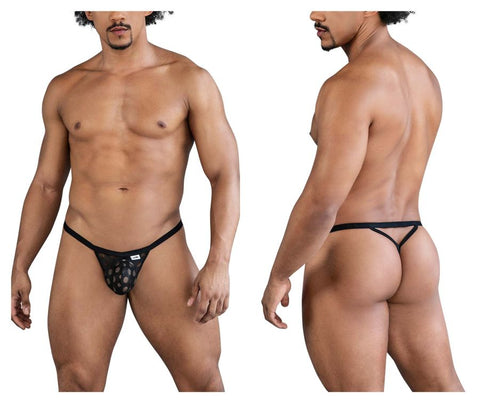 CandyMan 99856 Polka Mesh Thongs Color Black