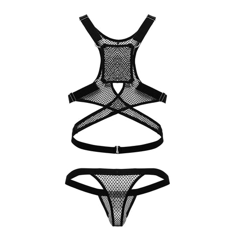 CandyMan 99862 Fishnet Outfit Color Black