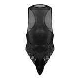 CandyMan 99864 Lace-Mesh Bodysuit Color Black
