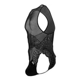CandyMan 99864 Lace-Mesh Bodysuit Color Black