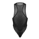 CandyMan 99864 Lace-Mesh Bodysuit Color Black