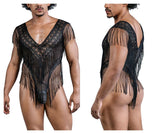 CandyMan 99865 Lace-Mesh Bodysuit Color Black