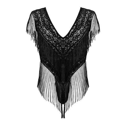CandyMan 99865 Lace-Mesh Bodysuit Color Black