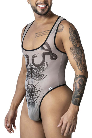 CandyMan 99869 Egyptian Bodysuit Color Nude-Black
