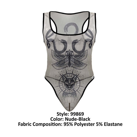 CandyMan 99869 Egyptian Bodysuit Color Nude-Black