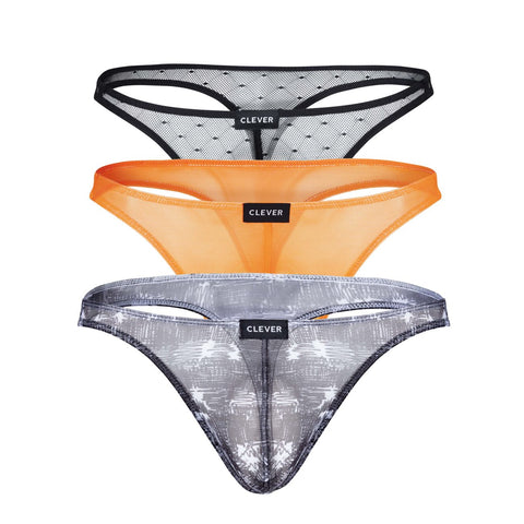 Clever 100008 3PK Autralian Latin Thongs Color Black-Orange-Black