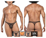 Clever 100008 3PK Autralian Latin Thongs Color Black-Orange-Black