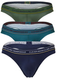 Clever 100010 3PK Australian Latin Thongs Color Blue-Petrol-Green