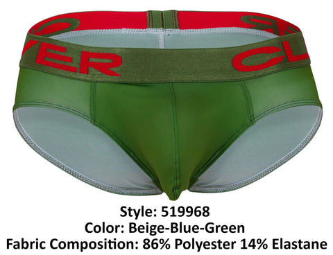 Clever 519968 3PK Australian Latin Briefs Color Beige-Blue-Green