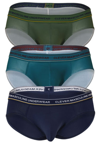 Clever 519969 3PK Australian Latin Briefs Color Blue-Petrol-Green