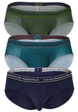 Clever 519969 3PK Australian Latin Briefs Color Blue-Petrol-Green