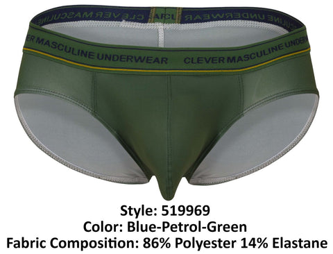 Clever 519969 3PK Australian Latin Briefs Color Blue-Petrol-Green