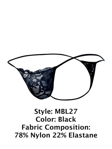 MaleBasics MBL27 Lace Thongs Color Black